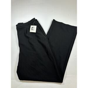 NWT Anne Klein Wide Leg Trousers Dress Pants Black Size 10 High Rise Stretch
